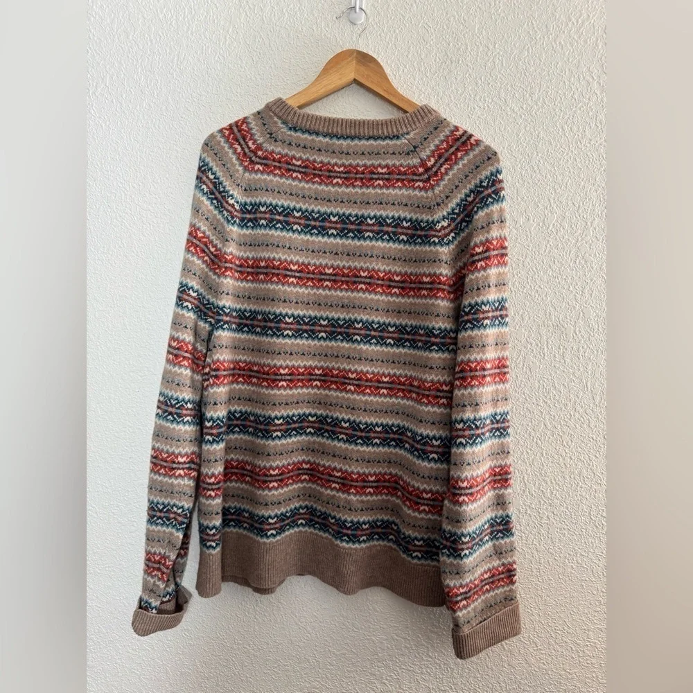 J Crew Factory lambswool blend Men's Fair Isle Multicolor Striped Sweater